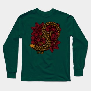 Zentangle Salamander and Flowers Mandala Long Sleeve T-Shirt